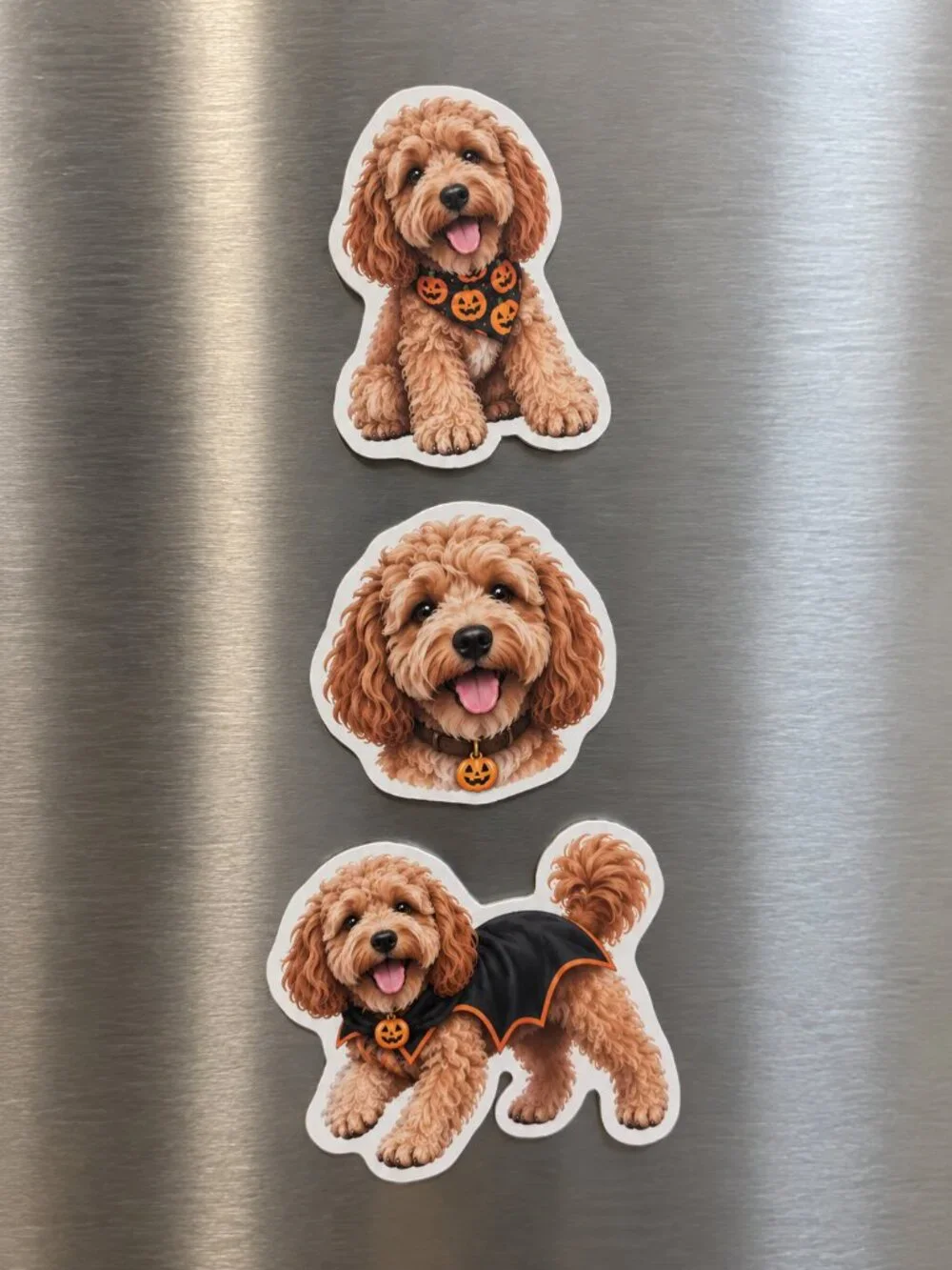 Halloween Doodle Dog Magnets Set of 3 Pumpkin Puppy Fridge Refrigerator Decor